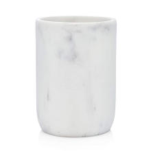 Blanc Collection White Marble Bathroom Tumbler Cup for Vanity Countertops